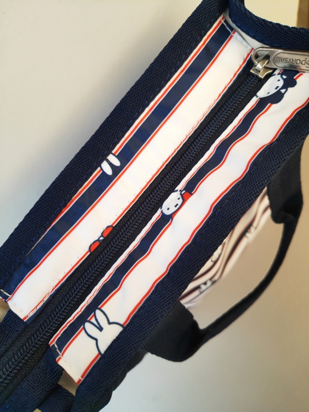 LeSportsac Navy Red White Miffy Stripe Tote-NWT - Picture 3 of 7